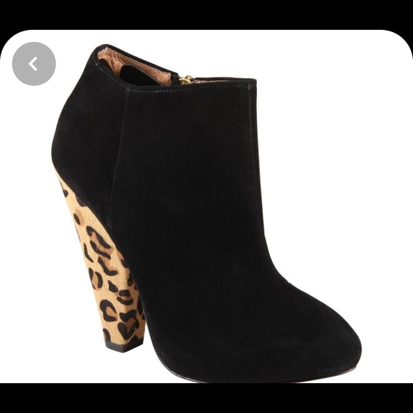 Aldo Ankle Booties Black Suede/Cheetah Print Heel - Picture 9 of 10